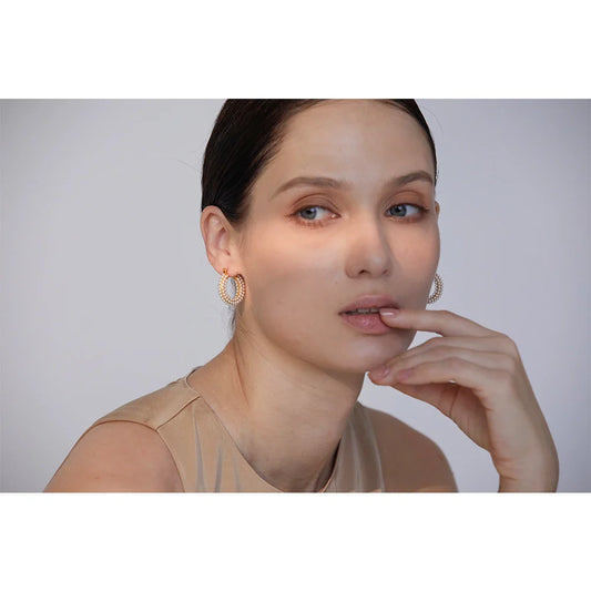 Yhpup Exquisite Luxury Stainless Steel Imitation Pearls Hoop Huggie Earrings Romantic Elegant Fashion Charm Trendy Chic Jewelry