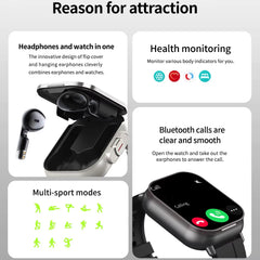 TWS Earphone Smartwatch 2.01" Headset 2 in 1 Smart Watch BT Call Blue Tooth Headphones Watches Heart Rate Sport Fitness Bracelet