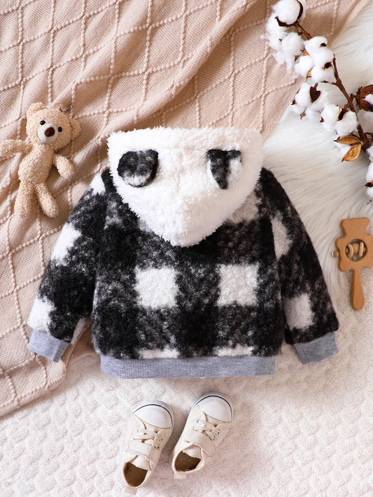 Boys And Girls Long Sleeved With Plaid Pockets In Autumn And Winter Fashionable Warm And Loose Fitting Outerwear Coats