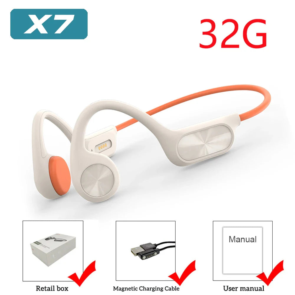 Swimming Earphone IPX8 Waterproof Bone Conduction Headphones MP3 Player Wireless Bluetooth 5.4 Headset LED Display With 32G RAM