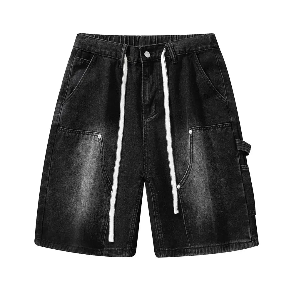 Men's Denim Shorts Summer Loose Vintage Hip-hop Cargo Moto Short