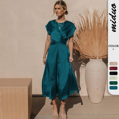 Evening Dresses: Women Clothing High-end Satin Binding Elegant Drape