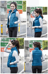 Down Jacket Women Sleeveless Ultra Light Down Vests Slim Jacket Girl Gilet Lightweight