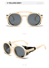 New Unisex Vintage Steampunk Sunglasses Men's Designer Designer Retro Round Leather Sun Glasses Steam Punk Outdoor Goggles UV400