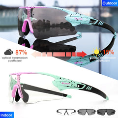 Cycling Glasses Red Photochromic Cycling Sunglasses Outdoor Bike Eyewear