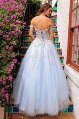 Homecoming Dresses: Off Shoulder Ball Gown Flower Lace Evening Dress