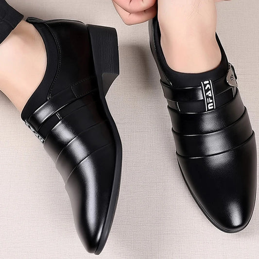 Classic Leather Shoes for Men Slip on Pointed Toe Oxfords Formal