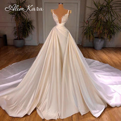 White Bridesmaid Dresses: Wedding Dresses for women Satin Mermaid Court Train