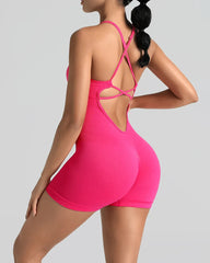 Yoga Cross Backless Fitness Jumpsuit Woman One Piece Running Workout Sleeveless