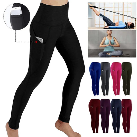 Fashion Women's High Waist Skinny Fitness Exercise Leggings with Pockets Gym