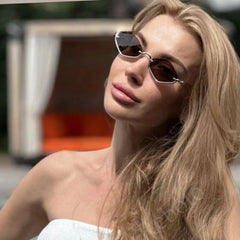 Sunglasses Women Luxury Brand Metal Half Frame Sun Glasses Ladies Hipster