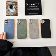 Case For Iphone 12 13 14 15 16 ProMax Plus Electroplated Frame Lambskin Phone Shell For Apple 14 15 16Promax