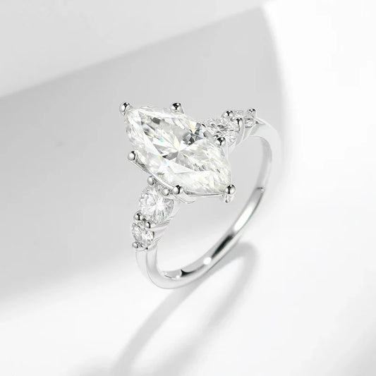 A 925 silver 3 carat horse eye moissanite special-shaped ring fashionable classic men's and women's couple ring wedding ring