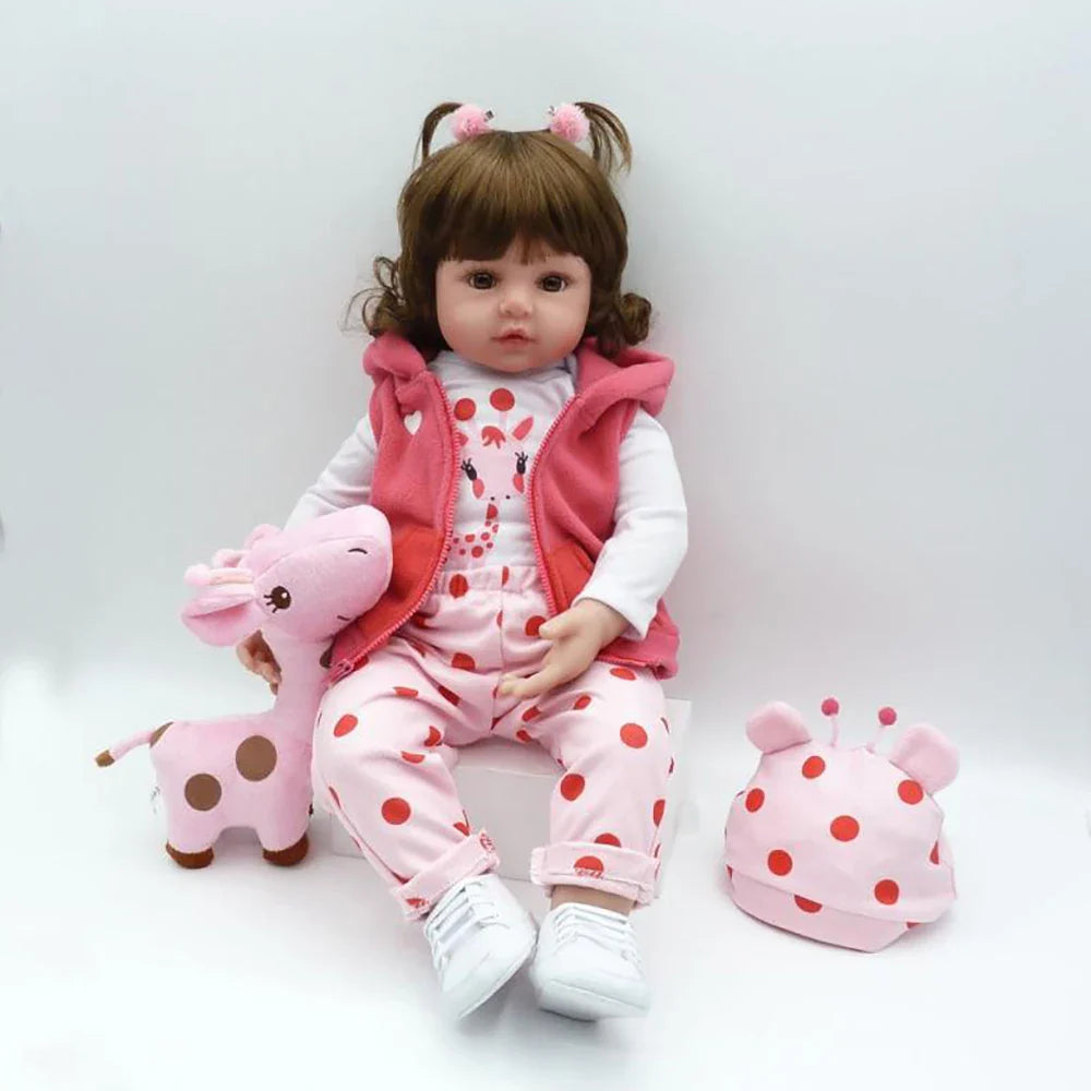 (48cm Reborn Doll) Cute Full Vinyl Simulation Dolls Dress Up Game Washable Toys Accompanying Children For Christmas Gifts