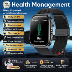 2025 New Five organ examination Health Care Smart Watch Men ECG+PPG Uric Acid Blood Fat Bluetooth Call Sports tracker Smartwatch