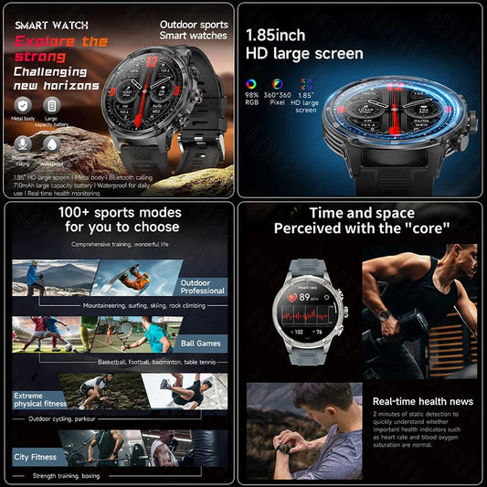 New T-Rex3 710mAh Large Battery Durable Adult Smart Watch 1.85-inch GPS trackr Compass 3ATM Waterproof BT Call Sports Smartwat