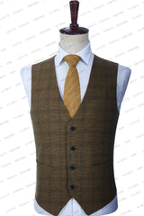 Mens Beach Wedding attire: Men Suits Double Breasted Summer Slim Fit Brown Linen