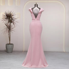 Homecoming Dresses: V-neck candy color pink prom dress luxury evening dresses