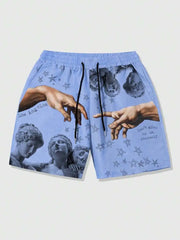 Men's Summer Shorts Loose Luxury Shorts 3D Printing Casual Sculpture Print