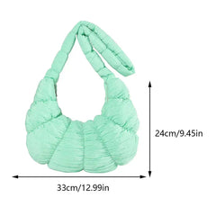 Bag Large Capacity Crescent Bag for Women's Solid Color Puffer Trendy Shoulder Bag