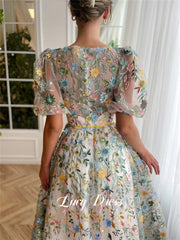 Homecoming Dresses: A Floral Embroidery Fabric Coming of Age Dress