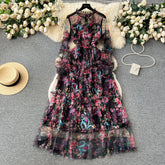 Formal attire Dresses: Long Sleeve Floral Print Prom Dresses