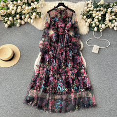 Formal attire Dresses: Long Sleeve Floral Print Prom Dresses