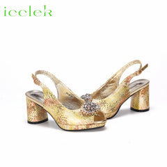 Matching Shoes and Bags: Ladies Snake Shoes Matching Bag Set in Gold Color