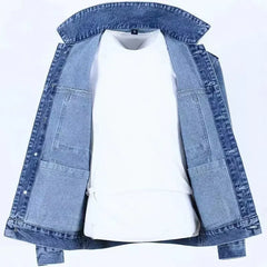 Male Jean Coats Cargo Black Men's Denim Jacket Autumn Outwear of Fabric Clothing