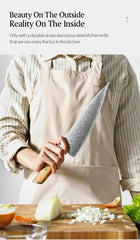 1-8pcs Kitchen Knife Set 73 Layers Custom Damascus Steel 15°±1 Per Side Steel Blade