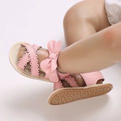 Summer Baby Infant Girl Sandals Princess PU Pull Strap Flat Anti-Slip Rubber