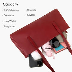 Women Shoulder Underarm Bag Split Leather Red Ladies Soft Handbag