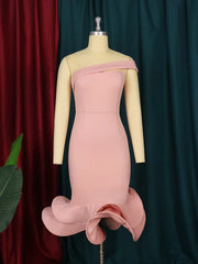 Evening Dresses: Women Bodycon Trumpet Dress Midi Party Backless Mermaid