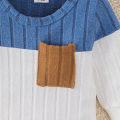 3PCS Newborn Baby Boy Clothes Set Long Sleeved Color Blocked Bodysuit+Gray Pants+Hat Autumn Clothing for Toddlers 1-18 Months