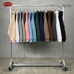 Men Double Headed Zipper Fleece Hoodies Unisex Loose Basic Solid Warm Hooded