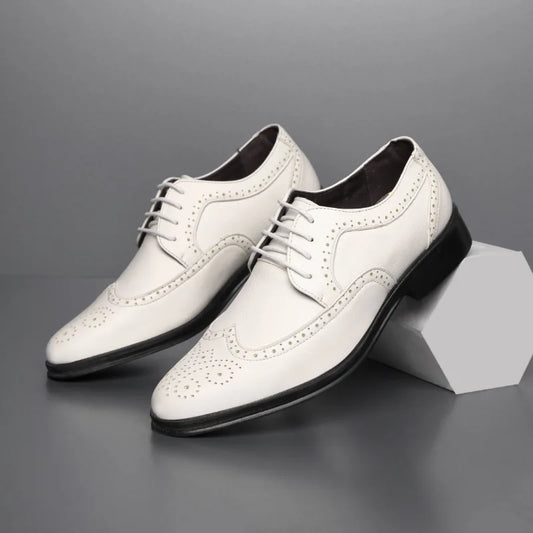 Lace Up Men Oxford Shoes Brogue Dress Shoes Classic Leather Shoes