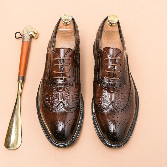 Men Brogue Dress Shoes Men Suit Casual Shoes Formal Business Leather Shoes