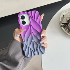 Luxury fashion 3D Leaf Pattern Soft phone Case for iPhone 16 15 14 13 Pro Max Plus Leaf Ripple Candy Color Shockproof Back Cover