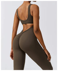 Women Jumpsuits One-Piece Yoga Suit Dance Belly Tightening Fitness Workout Set