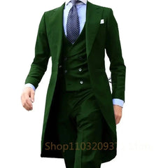 Prom Suits for Men: Royal Blue Long Tail Coat 3 Piece Gentleman Man Suits Male