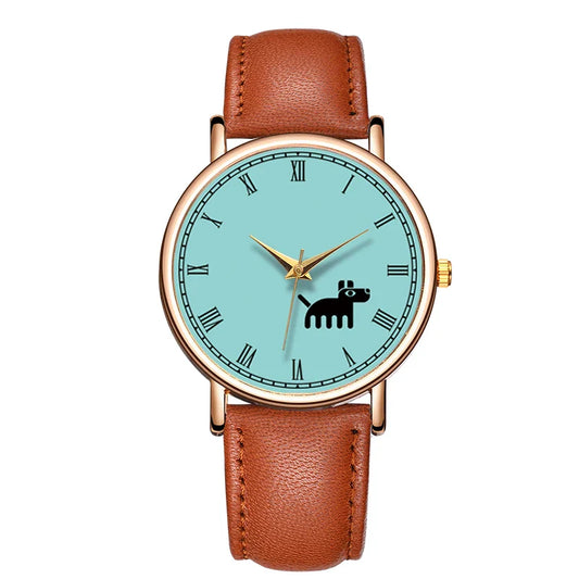 Fashion Ladies Quartz Watch Black Dog Women Watch Leather Waterproof Casual Dress Woman Watch