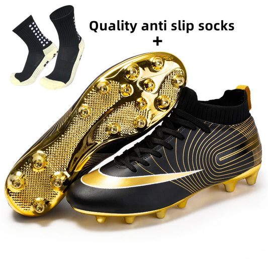 Professional Unisex Soccer Shoes Long Spikes TF Ankle Football Boots