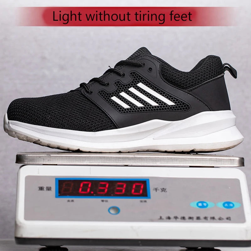 Work Safety Shoes Men Lightweight Indestructible Work Sneakers Security Steel Toe Shoes Safety Protective Boots Black Size36-46