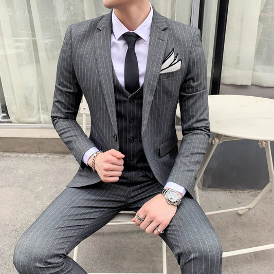 Tuxedo for Mens: Striped Suit Jacket Men's Suit Suit Men's Slim Tuxedo