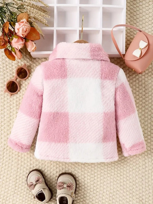 Fall Girl Outfit Pink Arctic Fluffy Coat Winter Casual Jacket Baby Clothing Warm Top Cute