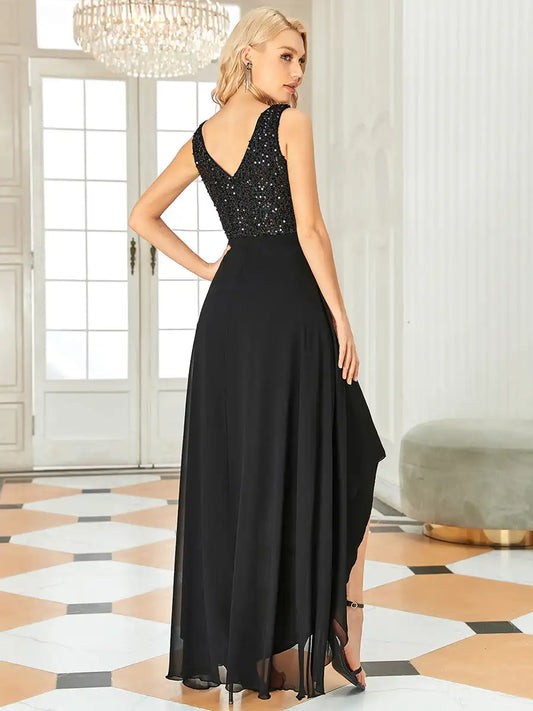 Evening Dresses Ever pretty of High-Low Maxi Chiffon Black Evening Dresses