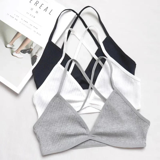 Seamless Deep-V Bra Women Triangle Thin Bralette Back Tops Plunge Underwear