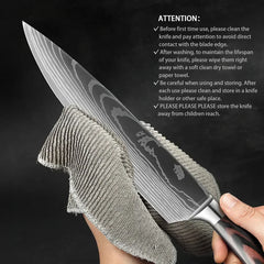 Professional Damascus Kitchen Knives Japanese Santoku Cleaver Slicing Knife Stainless