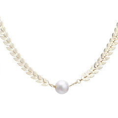 Korean Gold Color Wheat Pearl Choker Necklace for Women Elegant Tassel Clavicle Chain