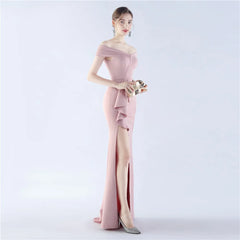 Homecoming Dresses: Women's Off Shoulder Evening Dress Long Soft Satin Formal